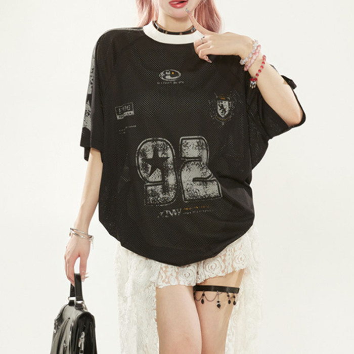 Custom Vintage Jersey Heavyweight Oversized T-Shirts | Heat Transfer | Number Mesh Fabric T-Shirts