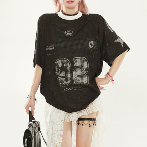 Custom Vintage Jersey Heavyweight Oversized T-Shirts | Heat Transfer | Number Mesh Fabric T-Shirts