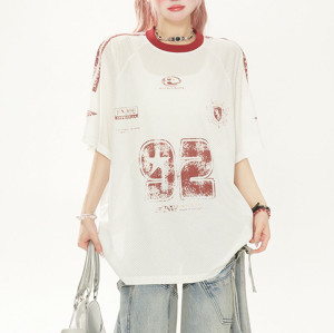 Custom Vintage Jersey Heavyweight Oversized T-Shirts | Heat Transfer | Number Mesh Fabric T-Shirts