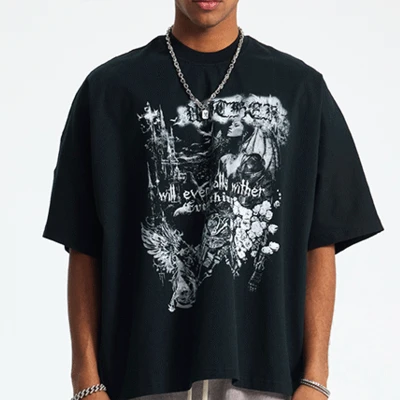 Custom Retro Street Print Pure Cotton Oversized T-Shirt | DTG Printed | 275GSM Heavyweight T-Shirts