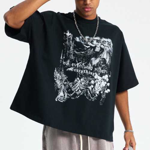 Custom Retro Street Print Pure Cotton Oversized T-Shirt | DTG Printed | 275GSM Heavyweight T-Shirts