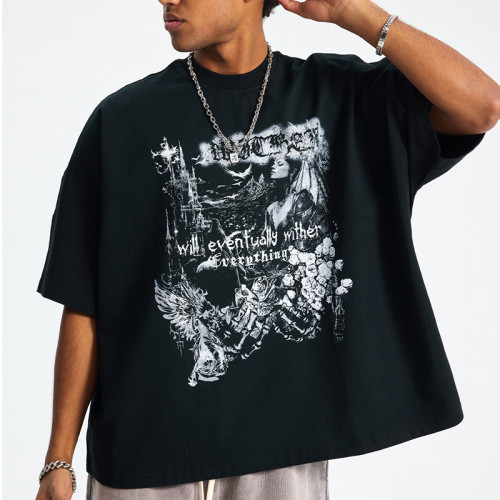 Custom Retro Street Print Pure Cotton Oversized T-Shirt | DTG Printed | 275GSM Heavyweight T-Shirts