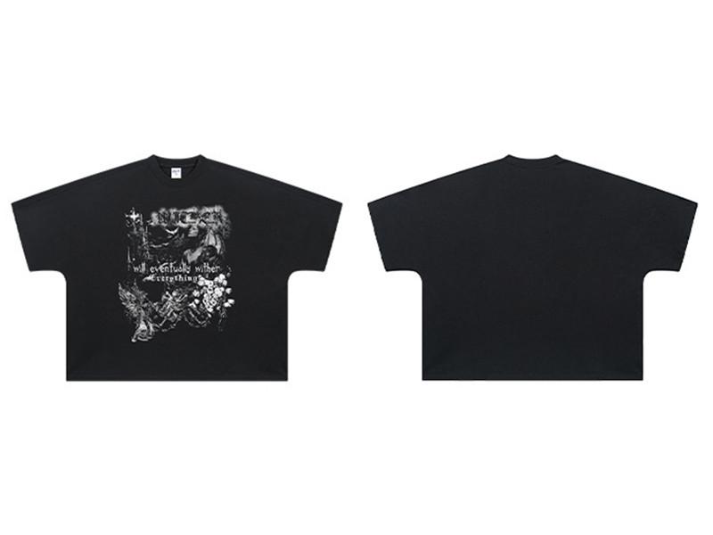 Custom Retro Street Print Pure Cotton Oversized T-Shirt