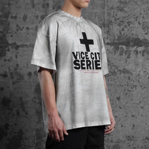Custom Dark Theme Printed Heavyweight Cotton T-Shirt | Washed & Spray & Screen Printed | High Street T-shirts