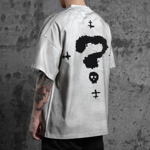 Custom Dark Theme Printed Heavyweight Cotton T-Shirt | Washed & Spray & Screen Printed | High Street T-shirts