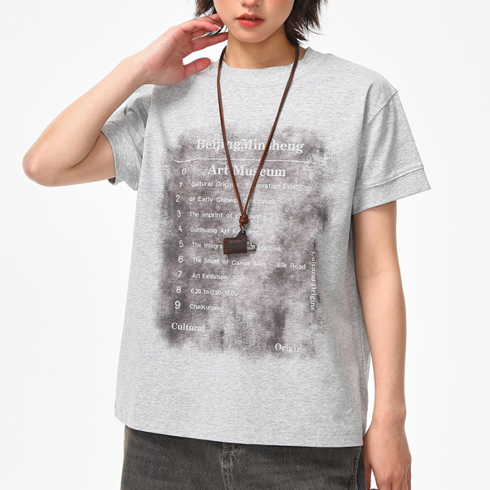 Custom Retro Street Round Neck Short Sleeve T-Shirt | Washed & DTG Process | Heavyweight Cotton T-shirts