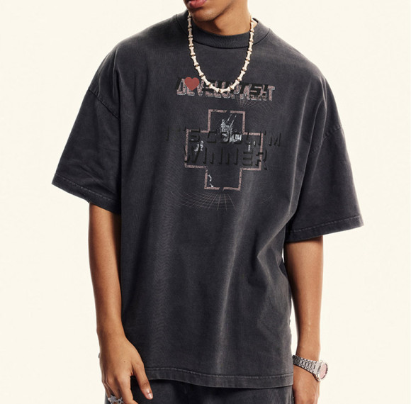 Custom Retro Street Oversized Shorts Sleeve T-Shirts | Washed & DTG | 310GSM Heavyweight Cotton Tee