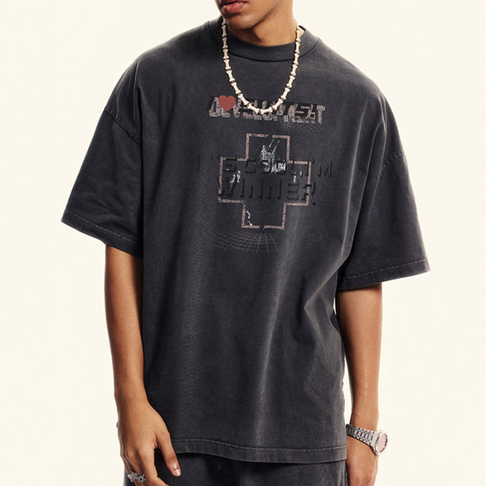 Custom Retro Street Oversized Shorts Sleeve T-Shirts | Washed & DTG | 310GSM Heavyweight Cotton Tee