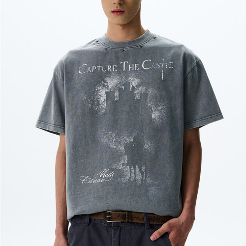 Custom Retro Street Printed Short Sleeve T-Shirts | Washed & DTG | 270GSM Heavyweight Cotton Tee