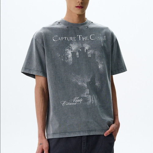Custom Retro Street Printed Short Sleeve T-Shirts | Washed & DTG | 270GSM Heavyweight Cotton Tee