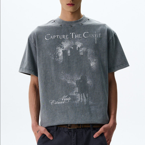 Custom Retro Street Printed Short Sleeve T-Shirts | Washed & DTG | 270GSM Heavyweight Cotton Tee