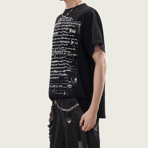 Custom Retro Street Music Sheet Print Oversized T-Shirt | Screen Printing Process | 265GSM Heavyweight Cotton Tee