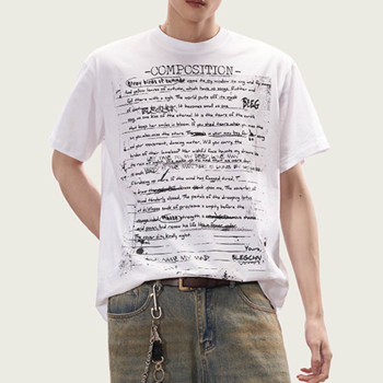 Custom Retro Street Music Sheet Print Oversized T-Shirt | Screen Printing Process | 265GSM Heavyweight Cotton Tee