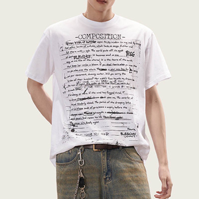 Custom Retro Street Music Sheet Print Oversized T-Shirt | Screen Printing Process | 265GSM Heavyweight Cotton Tee