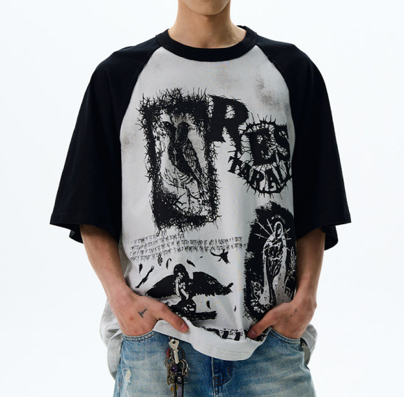 Custom Retro Street Dark-Style Printed Oversized T-Shirt | DTG Process | Vintage Streetwear T-shirts