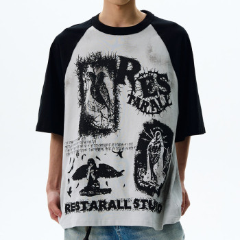 Custom Retro Street Dark-Style Printed Oversized T-Shirt | DTG Process | Vintage Streetwear T-shirts