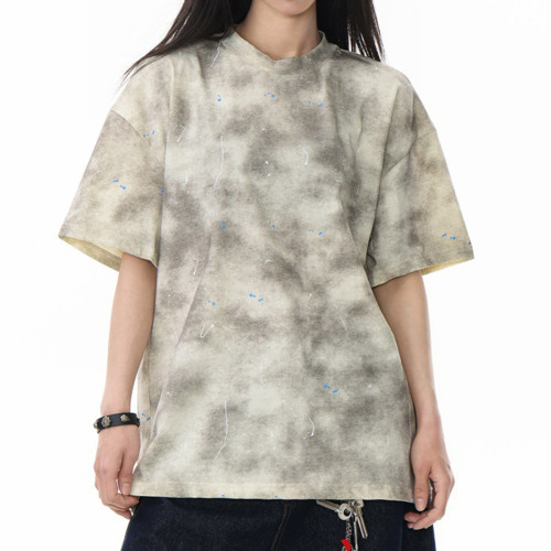 Custom Retro Street Graffiti Print Oversized T-Shirt | Tie-Dye Crafts | Vintage Streetwear T-shirts