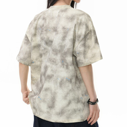 Custom Retro Street Graffiti Print Oversized T-Shirt | Tie-Dye Crafts | Vintage Streetwear T-shirts