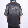 Custom Butterfly Print Short Sleeve T-Shirt | Dip-Dye & Embroidery & DTG Crafts | Vintage Streetwear T-shirts