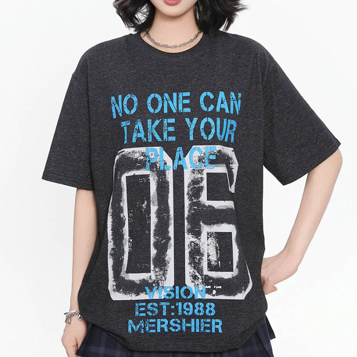 Custom Retro Street Print Round Neck Short Sleeve T-Shirt | Snow Washed & DTG Craftsmanship