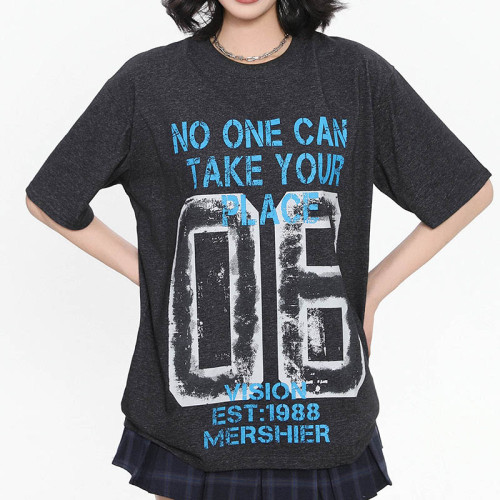 Custom Retro Street Print Round Neck Short Sleeve T-Shirt | Snow Washed & DTG Craftsmanship