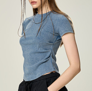 Custom Skinny Fit Dopamine Streetwear Women's Short Sleeve T-shirt | Acid Washed Craftsmanship
