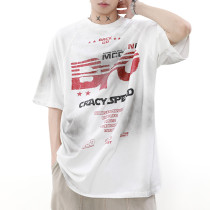 Custom Retro Street Letter Print Short Sleeve T-Shirt | Acid Washed & DTG Crafts | 100% Cotton T-shirts