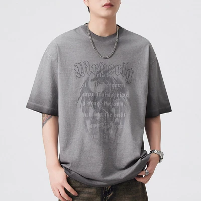 Custom Retro Street Y2K Style Printed Short Sleeve T-Shirt | Sun Faded & DTG Crafts | 275GSM Cotton T-shirts