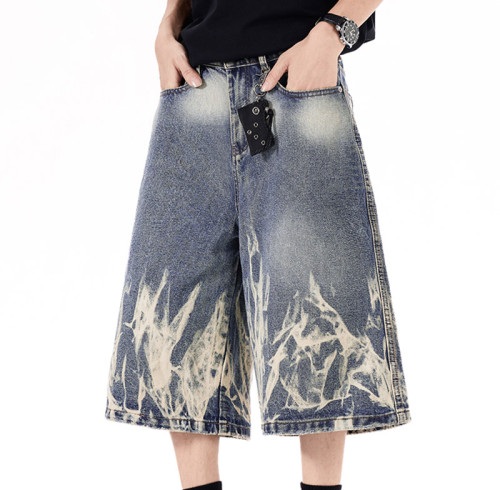 Custom Cropped Denim Pants | Tie-dye & Sun-Faded Wash | OEM Jeans Manufacturer