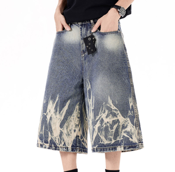 Custom Cropped Denim Pants | Tie-dye & Sun-Faded Wash | OEM Jeans Manufacturer