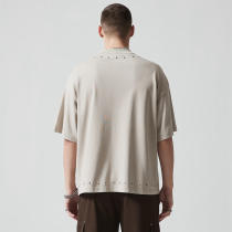 Custom Rivet Eyelet Letter Print T-shirt | 305G 100% Cotton Fabric | OEM T-Shirts Manufacturer