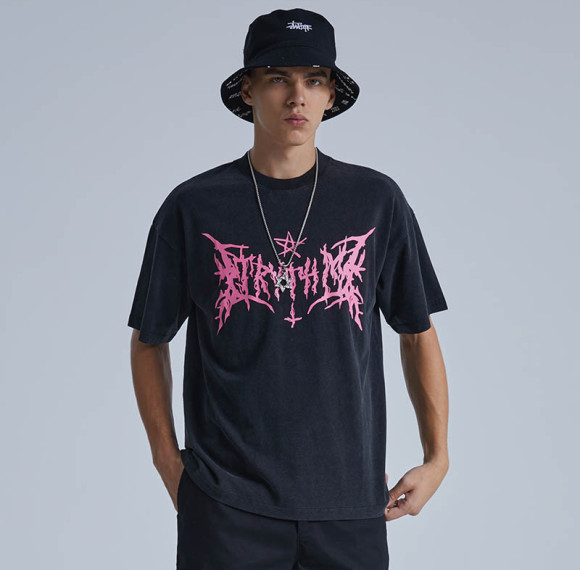 Custom Washed Oversized T-Shirts | Gothic Letter Print | 220G Pure Cotton Fabric | Custom OEM T-shirt