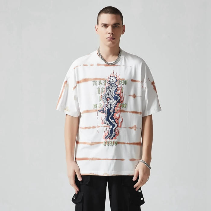 Custom Vintage Graphic T-shirts | Skeleton Print | 230GSM Cotton Fabric | OEM T-shirt Manufacturer