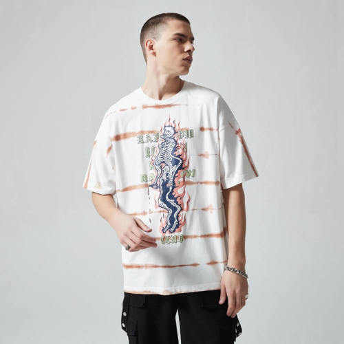 Custom Vintage Graphic T-shirts | Skeleton Print | 230GSM Cotton Fabric | OEM T-shirt Manufacturer