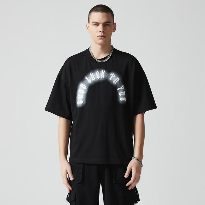 Custom Oversized Graphic T-shirts | Letter Print | 260GSM Heavyweight Cotton Fabric | OEM & ODM