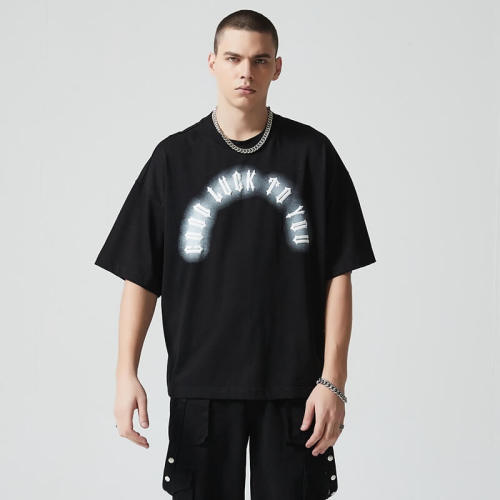 Custom Oversized Graphic T-shirts | Letter Print | 260GSM Heavyweight Cotton Fabric | OEM & ODM