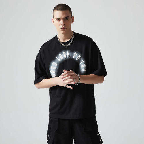 Custom Oversized Graphic T-shirts | Letter Print | 260GSM Heavyweight Cotton Fabric | OEM & ODM