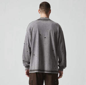 Custom Long Sleeve Vintage Graphic T-shirts | Letter Print | 270GSM Cotton Knit Fabric | OEM & ODM