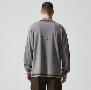 Custom Long Sleeve Vintage Graphic T-shirts | Letter Print | 270GSM Cotton Knit Fabric | OEM & ODM