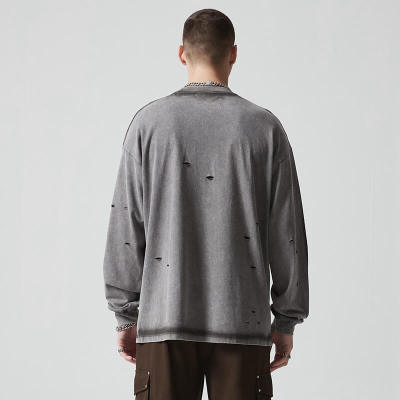 Custom Long Sleeve Vintage Graphic T-shirts | Letter Print | 270GSM Cotton Knit Fabric | OEM & ODM