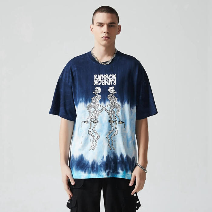 Custom Oversized Graphic T-shirts | Skeleton Print | 230GSM Cotton Knit Fabric | OEM & ODM