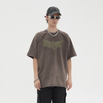 Custom Vintage Graphic T-shirts | Letter & Skeleton Print | 240GSM Cotton Knit Fabric | OEM & ODM