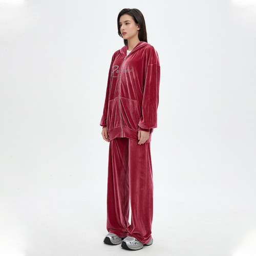 Custom Vintage Rhinestone Hoodies & Sweatpants | Letter & Wings Print  | Velvet Fabric | OEM & ODM