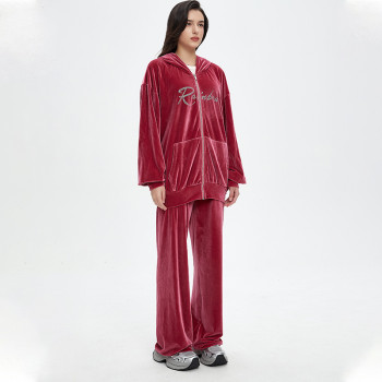 Custom Vintage Rhinestone Hoodies & Sweatpants | Letter & Wings Print  | Velvet Fabric | OEM & ODM