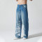 Custom Vintage Wash Straight Leg Jeans | Skeleton Printed | 100% Cotton Denim Fabrics | OEM Service