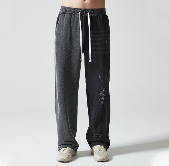 Custom Loose Fit Vintage Washed Sweatpants | Blank Print | Stretchy Denim Fabric | OEM Service