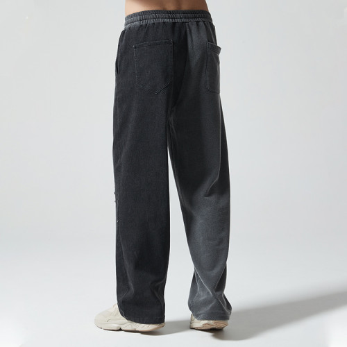 Custom Loose Fit Vintage Washed Sweatpants | Blank Print | Stretchy Denim Fabric | OEM Service