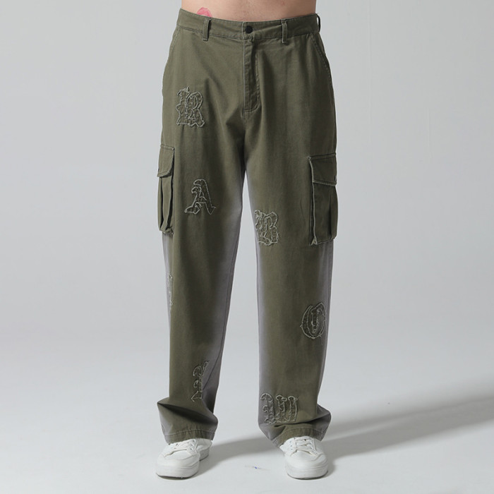 Original Custom Vintage Cargo Pants | Letter Print | 100% Cotton Woven Fabric | OEM/ODM Service