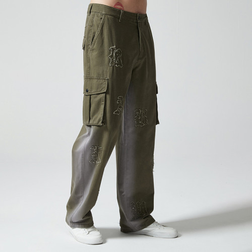 Original Custom Vintage Cargo Pants | Letter Print | 100% Cotton Woven Fabric | OEM/ODM Service
