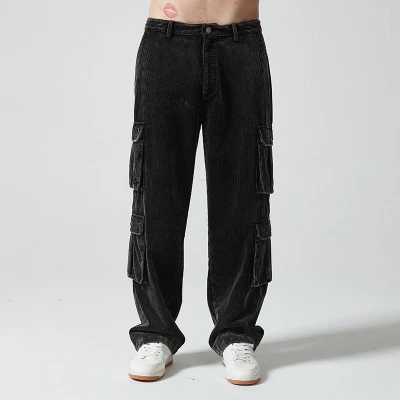 Custom Vintage Multi-Pocket Cargo Pants | Blank Print | 100% Cotton Corduroy Fabric | OEM/ODM Service